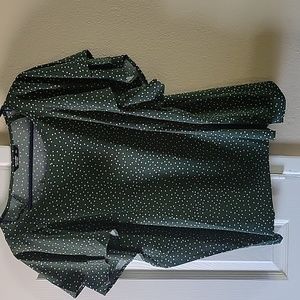 Army Green and White Polka-dot Blouse Size XXL